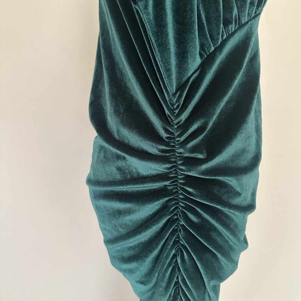 Dark Green Velvet Party Dress Women XL Deep V Neck Long Sleeve Christmas Cocktai - Picture 6 of 9
